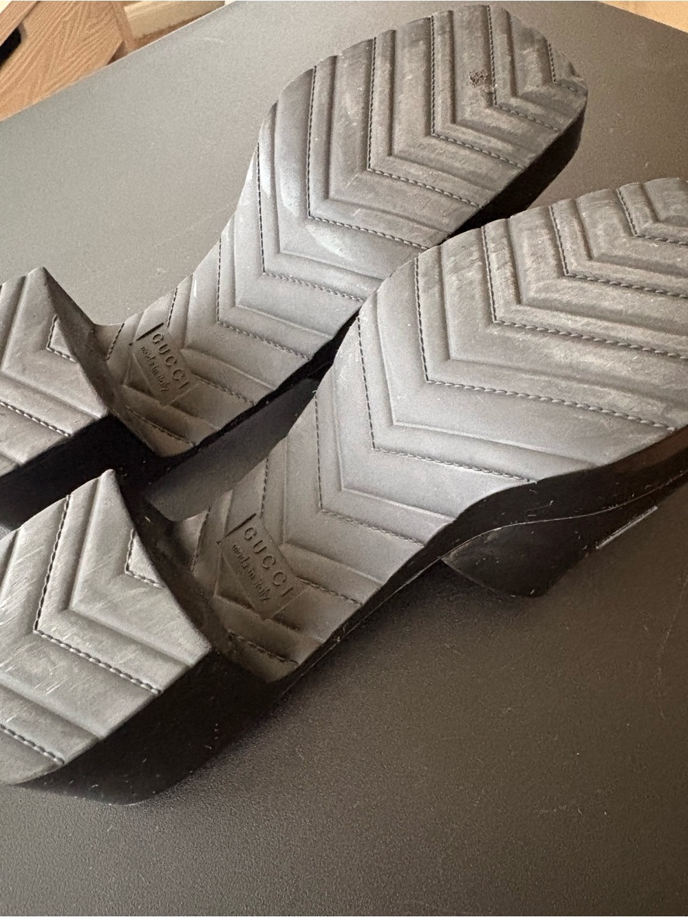 Gucci Black Patent Logo Slide Mules - Picture 3 of 6